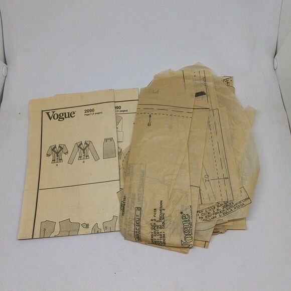 Vogue Sewing Pattern #2090-Ralph Lauren-Sz 6-8-10-Skirt Set-1988-Cut-Complete - Picture 8 of 8